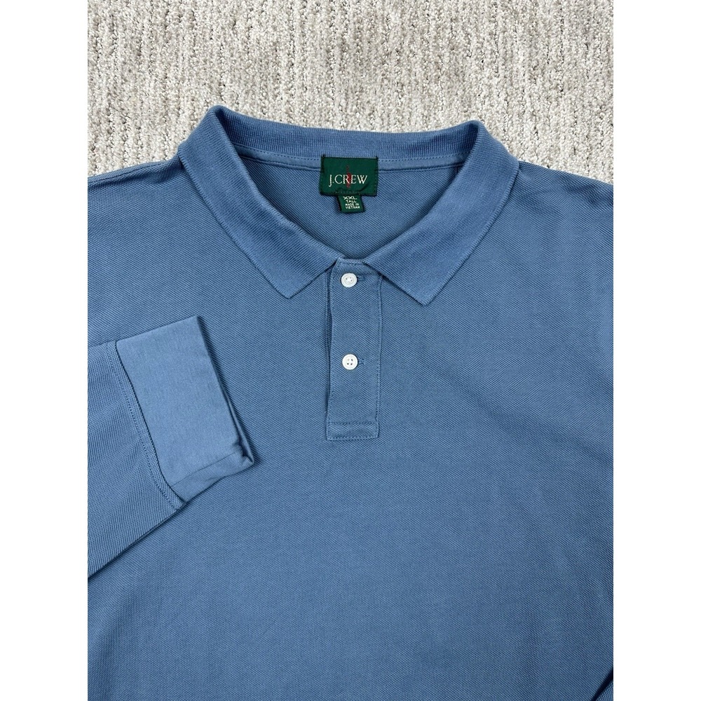 J Crew Oarsman Long Sleeve Polo Shirt Blue Cotton Mens XXLT Preppy Grandpa